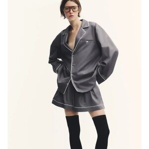 Zara Trim Poplin Shirt & Detail Volume Shorts  (Co-Ord Set)